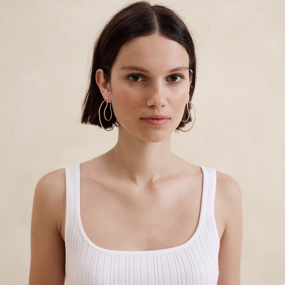New! BANANA REPUBLIC Organic Shape Hoop Earrings in Silver (also in Gold!) - Picture 5 of 5